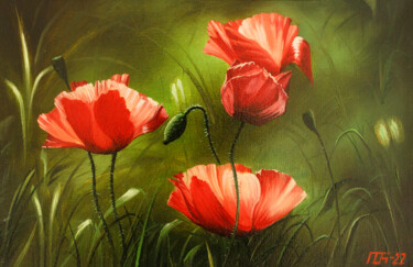 Картина под названием "Poppies 001" - Oleg Podgornov, Подлинное произведение искусства, Масло
