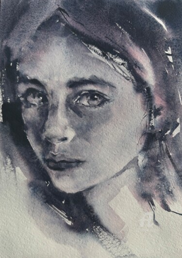 绘画 标题为“Portrait #29” 由Oxana Luky, 原创艺术品, 水彩