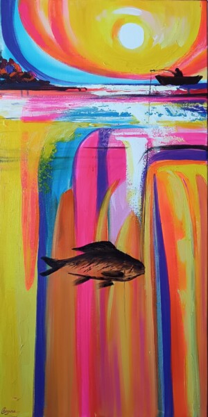 Pittura intitolato "Dreams on a hook" da Elena Chogina, Opera d'arte originale, Acrilico