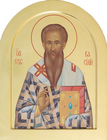 Saint Basil the Great Painting titled "Saint Basil the Gre…" by Pavel Minchenia, Original Artwork, Tempera