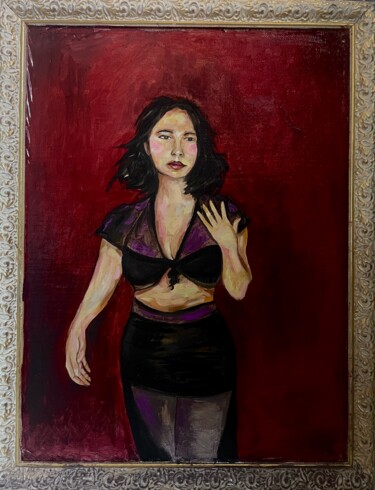 Painting titled "Reddish" by Roberto Rivas, Original Artwork, Oil Mounted on Wood Panel