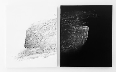 Diptych Contrast, acrylic, abstract, texture, black, white 绘画 标题为“Diptych Contrast, a…” 由Olivia Maro, 原创艺术品, 丙烯 安装在木质担架架上