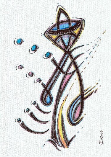 Disegno intitolato "Magician I" da Ewa Dura, Opera d'arte originale, Pennarello