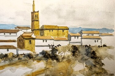 绘画 标题为“Arcos de la Fronter…” 由Miguel Angel Alvarez Perez, 原创艺术品, 水彩