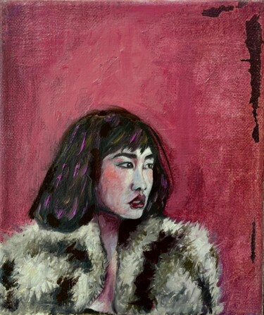 Schilderij getiteld "Akane" door Roberto Rivas, Origineel Kunstwerk, Olie Gemonteerd op Frame voor houten brancard