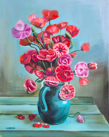 Pittura intitolato "Bouquet of whispers" da Constantin Eugen Cozma, Opera d'arte originale, Acrilico Montato su Cartone