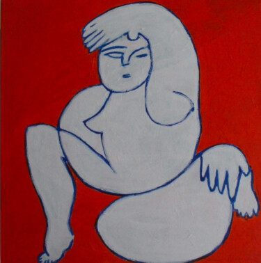 Painting titled "Femme assise" by Beatrice Bodasca, Original Artwork, Acrylic Mounted on Wood Stretcher frame