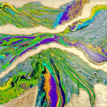 Malerei mit dem Titel "MEKONG" von Nathalie Dantec, Original-Kunstwerk, Acryl Auf Keilrahmen aus Holz montiert