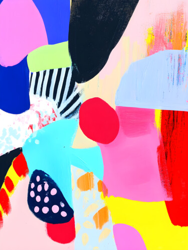 Zest Drop – Playful Abstract Print in Citrus Tones 数字艺术 标题为“Zest Drop – Playful…” 由Karolina Yam, 原创艺术品, 数字油画