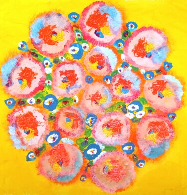Pittura intitolato "Fiori Giallo" da Natalia E. Woytasik, Opera d'arte originale, Acrilico