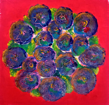 Malarstwo zatytułowany „Fiori Rosso” autorstwa Natalia E. Woytasik, Oryginalna praca, Akryl