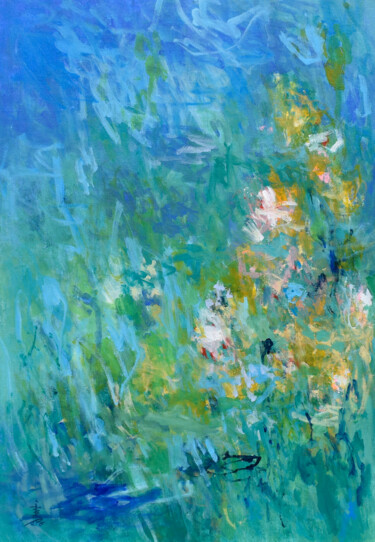 Painting titled "Blue Sky Summer Day" by Misako Chida, Original Artwork, Acrylic