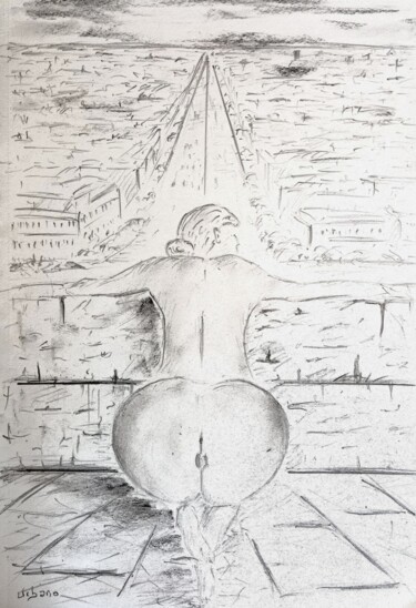 Claire sur l' Arc de triomphe Drawing titled "Claire sur l' Arc d…" by Roberto Urbano, Original Artwork, Pencil