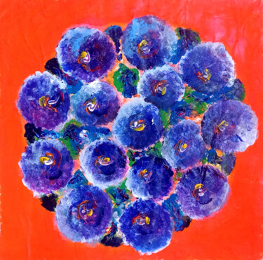 Pittura intitolato "Fiori Orange" da Natalia E. Woytasik, Opera d'arte originale, Acrilico