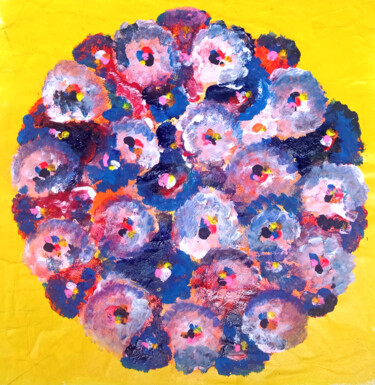 Pittura intitolato "Fiori Giallo Blu" da Natalia E. Woytasik, Opera d'arte originale, Acrilico