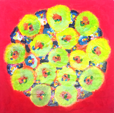 Pittura intitolato "Fiori Rosso giallo" da Natalia E. Woytasik, Opera d'arte originale, Acrilico