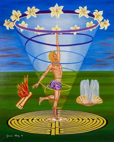 Peinture intitulée "La spirale" par Josiane Schutz, Œuvre d'art originale, Huile Monté sur Châssis en bois
