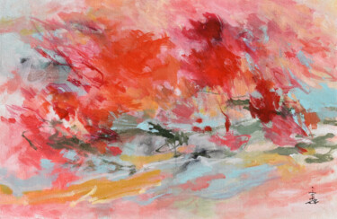 Painting titled "After the Spring Ra…" by Misako Chida, Original Artwork, Acrylic