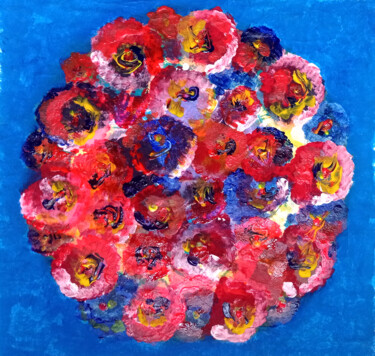 Malarstwo zatytułowany „Fiori Blue rosso” autorstwa Natalia E. Woytasik, Oryginalna praca, Akryl