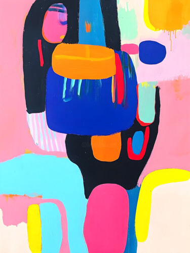 Blue Vessel – Bold Digital Abstract with Modern Color Flow 数字艺术 标题为“Blue Vessel – Bold…” 由Karolina Yam, 原创艺术品, 数字油画
