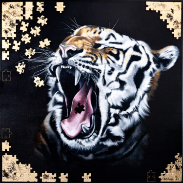 绘画 标题为“TigR2” 由Vanessa Bouvier, 原创艺术品, 油 安装在木质担架架上