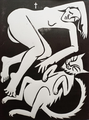 Printmaking titled "Vertrauen" by Regina Riegler, Original Artwork, Xylography