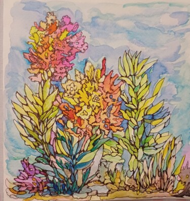 Painting titled "Floral" by Joy, Original Artwork, Watercolor