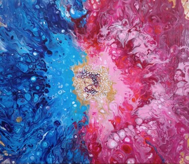 Painting titled ""Two Elements"." by Diana Shapovalova, Original Artwork, Acrylic Mounted on Wood Stretcher frame
