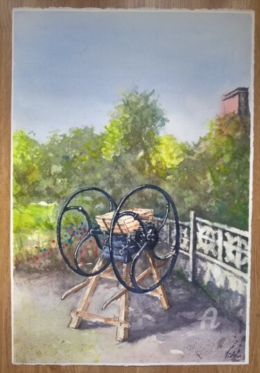 Peinture intitulée "Trieuse de pommes." par Philippe Vidal, Œuvre d'art originale, Aquarelle