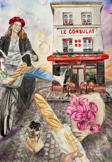 Malerei mit dem Titel "City ​​N" von Kateryna Rud, Original-Kunstwerk, Aquarell