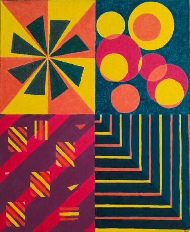 제목이 "LES QUARTS COLORES"인 미술작품 Maria-Chiara Costes로, 원작, 아크릴 나무 들것 프레임에 장착됨