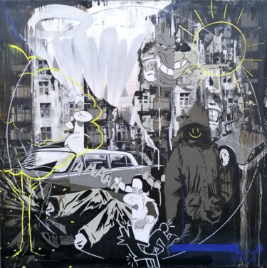 Peinture intitulée "Dark corner 4" par Ac One, Œuvre d'art originale, Bombe aérosol Monté sur Châssis en bois