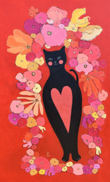 I've Got a Big Warm Heart Pintura intitulada "I've Got a Big Warm…" por Misako Chida, Obras de arte originais, Acrílico