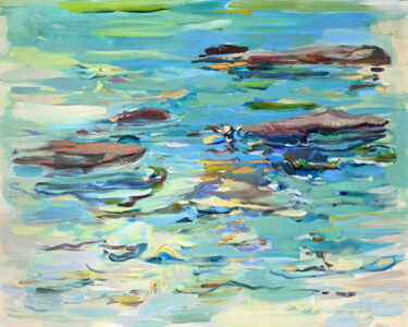 Ocean Painting titled "Ocean" by Asta Kulikauskaite Krivickiene, Original Artwork, Oil Mounted on Wood Stretcher frame