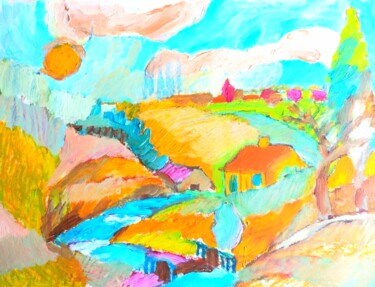 Peinture intitulée "Maison au detour de…" par Slobodan Spasojevic (Spaki), Œuvre d'art originale, Huile