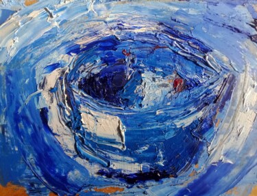 Schilderij getiteld "Blue bowl" door Simon Ralfe, Origineel Kunstwerk, Olie