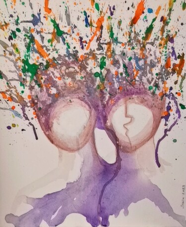 Painting titled "Thoughts" by Mihaela-Sonia Enache, Original Artwork, Acrylic Mounted on Wood Stretcher frame