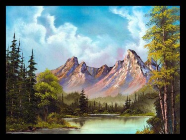 Arts numériques intitulée "crimson-mountains-c…" par Melih Ortatepe, Œuvre d'art originale, Peinture numérique