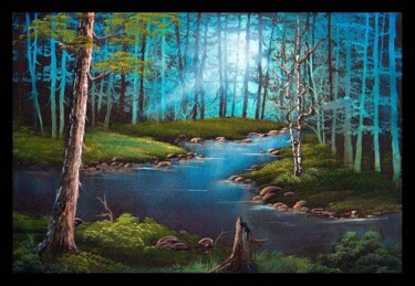 Arts numériques intitulée "forest-river-c-stee…" par Melih Ortatepe, Œuvre d'art originale, Peinture numérique