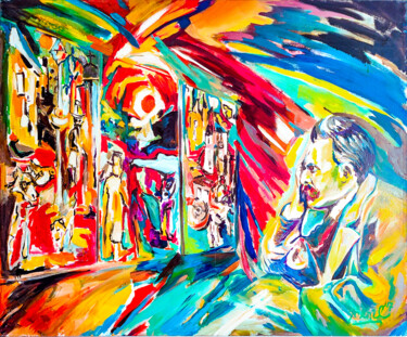 Nietzsche's Watching - Island And Man Series 绘画 标题为“Nietzsche's Watchin…” 由Göknil Gümüş Sungurtekin, 原创艺术品, 油 安装在木质担架架上