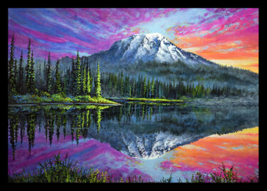Arts numériques intitulée "rainier-reflections…" par Melih Ortatepe, Œuvre d'art originale, Image générée par l'IA