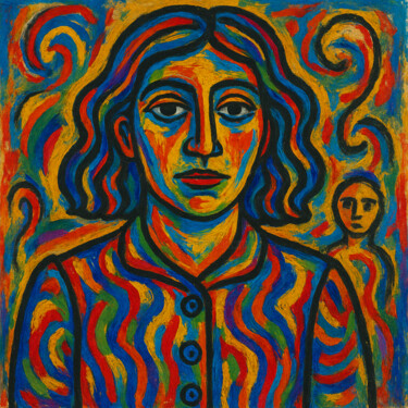 绘画 标题为“Anya Autoportrait” 由Anya Obrouk, 原创艺术品, 丙烯 安装在木质担架架上
