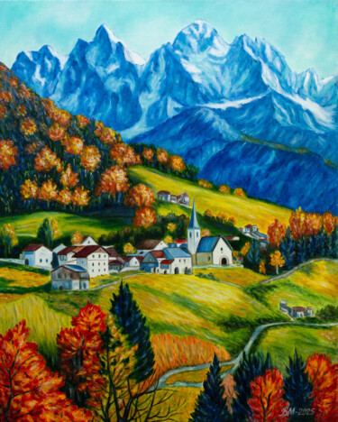 Schilderij getiteld "AUTUMN IN THE MOUNT…" door Vera Melnyk, Origineel Kunstwerk, Olie Gemonteerd op Frame voor houten branc…