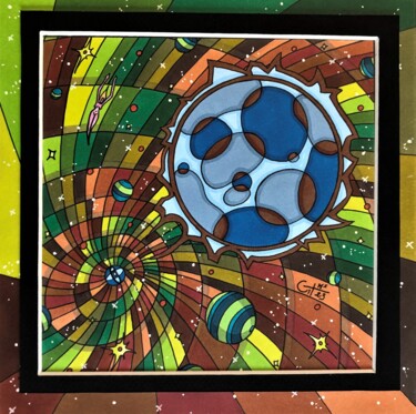Dessin intitulée "(223) - union cosmi…" par Vincent Gibert, Œuvre d'art originale, Marqueur