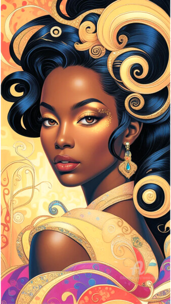 数字艺术 标题为“24-African woman po…” 由Teresa Casas, 原创艺术品, AI生成的图像