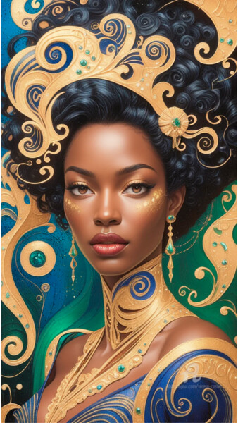数字艺术 标题为“25-African woman po…” 由Teresa Casas, 原创艺术品, AI生成的图像