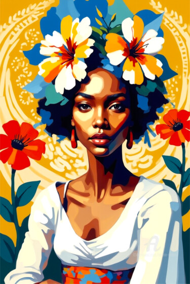 数字艺术 标题为“29-African woman po…” 由Teresa Casas, 原创艺术品, AI生成的图像