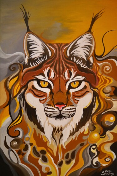 Der Luchs Lynkos Peinture intitulée "Der Luchs Lynkos" par Anja Semling, Œuvre d'art originale, Acrylique Monté sur Châssis en bois
