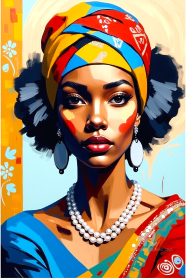 30-African woman portrait Arte digitale intitolato "30-African woman po…" da Teresa Casas, Opera d'arte originale, Immagine generata dall'IA