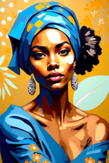 数字艺术 标题为“31-African woman po…” 由Teresa Casas, 原创艺术品, AI生成的图像